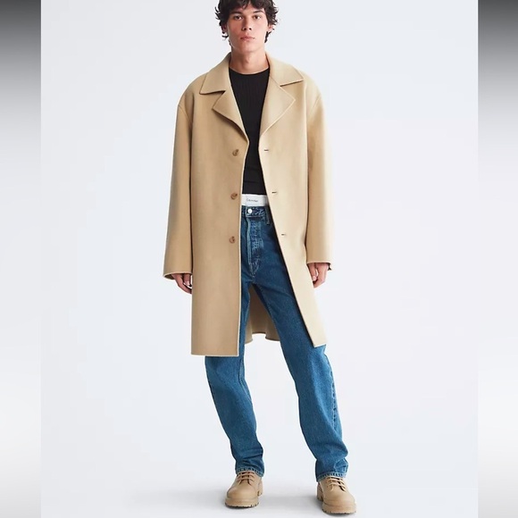 Calvin Klein Standards Double Faced Wool Overcoat Size Large $398